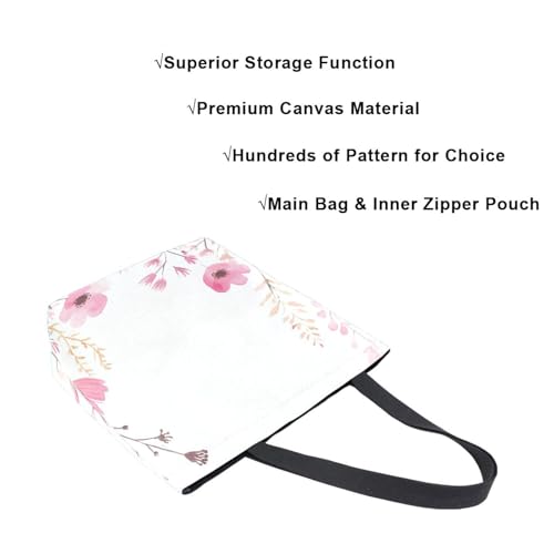 Extra Large Shoulder Tote Bag for Beach Travel Weekender Gym Watercolor Wildflowers Pink Flowers Reusable Grocery Canvas Shopping Bag4
