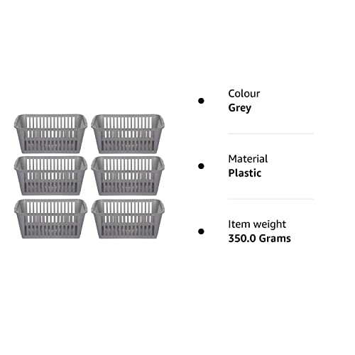 25 cm Silver Plastic Handy Basket Storage Basket - Pack of 6 - Image 3