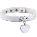 AKOAK Fashion Cool Rock Style Steampunk Punk Goth Heart-Shape Pendant Link PU Leather Collar Choker Necklace(White)