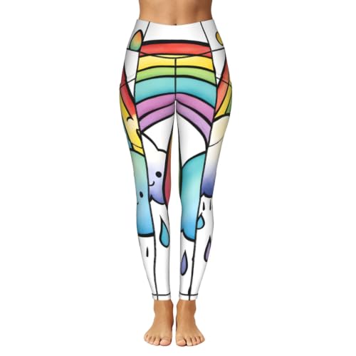 Leggings con estampado de gotas de lluvia arcoíris EKPASVC para mujer 2