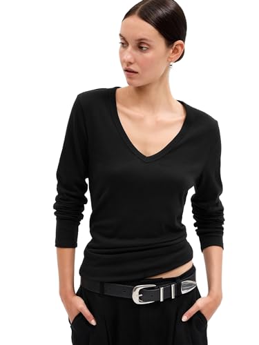 GAP Women's Long Sleeve Favorite V-Neck T-Shirt - Picture 2 of 18