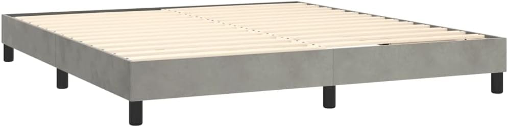 Box Spring Bed with Mattress Light Gray King Velvet,Beds & Bed es-171.93lbs,Non-Slip