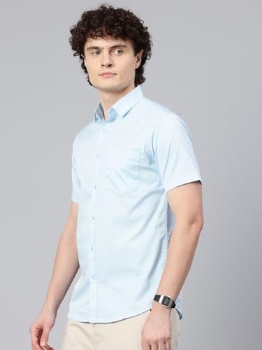 Image of Majestic Man Slim Fit Pure Cotton Half Sleeve Solid Casual Shirt