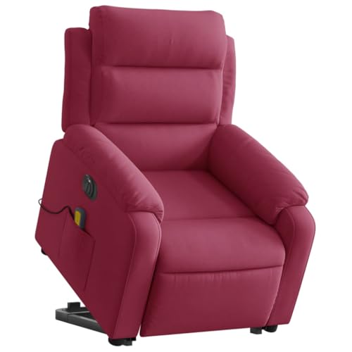Vorpalize - Silla de relajación eléctrica con ayuda a levantarse de terciopelo burdeos con motor - Silla de jardín cómoda para salón y balcón - Sillón al aire libre