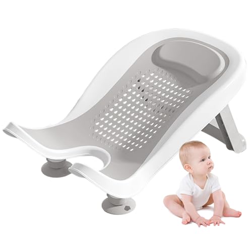 Baignoire bébé pliable grise avec ventouse et support fessier portable - 7