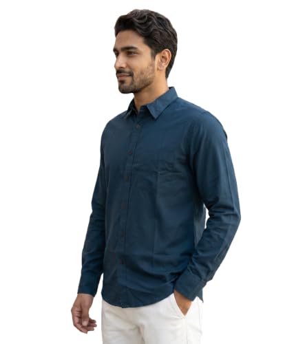 Image of Amazon Brand - INKAST Men Solid Cotton Shirt | Casual Wear | Basic Essential Plain Everyday & Office Wear | Full Sleeve | Regular Fit