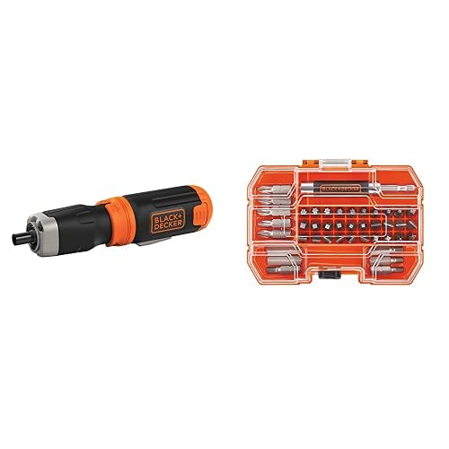 Image of BLACK+DECKER Cordless Screwdriver, Alkaline with Screwdriver Bit Set, 42-Piece (BCF601AA & BDA42SD)