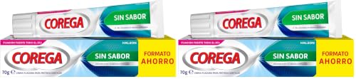 Corega Sin Sabor, Crema Fijadora Para Prótesis Dentales, Fijación Fuerte Todo el Día, Sin Zinc, 40 g (Paquete de 2)
