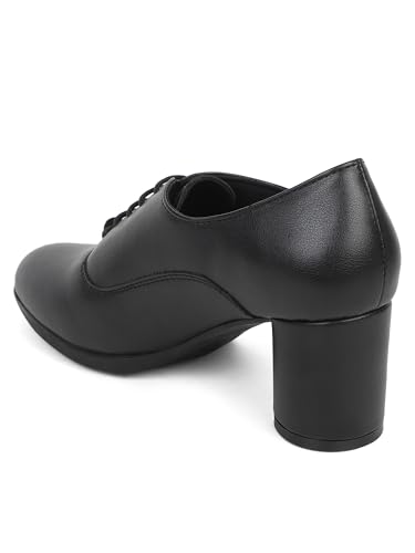 Image of ELLE Women's Classic Block Heel Pumps with lace-up