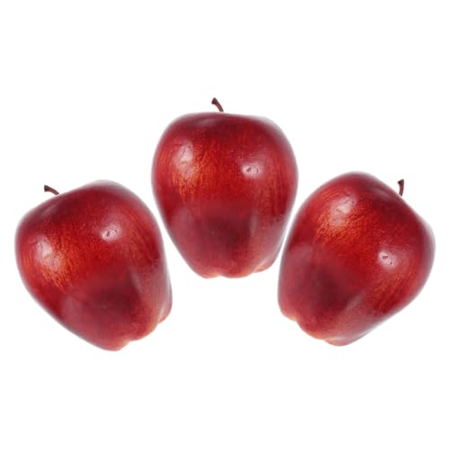 MUELODSIC Lot de 3 Modèles de Fruits Rouges Factices en Mousse Décorations Réalistes de Pomme Red Delicious Accessoires de Scénographie pour Maison et Photo