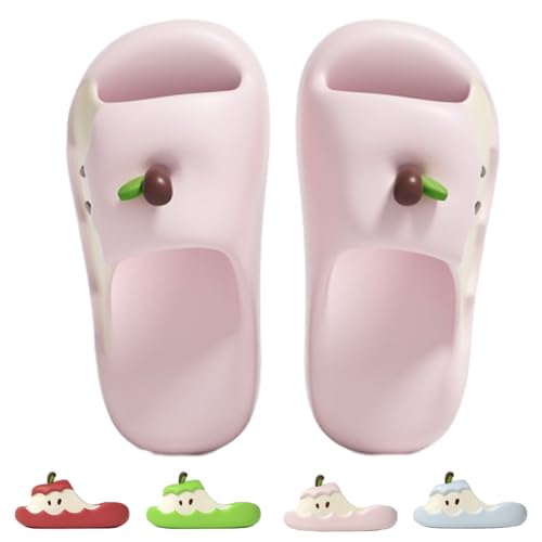 Apples Slippers for Women Men, Summer 3D Cute Cartoon Apples Shaped Fruit Slides Couple Beach Sandals