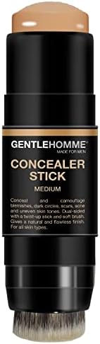 Concealer Stick with Brush for Men - Eraser Dark Circles - Men’s Multi-Use Concealer - Dual Sided Full Coverage Concealer Pen with Soft Brush - Buildable Coverage Makeup - All Skin Types- (Medium)