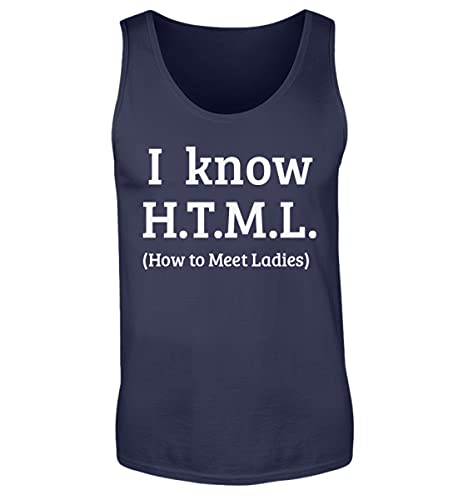 Camiseta de tirantes H.T.M.L. para hombre en algodón negro con diseño de humor informático