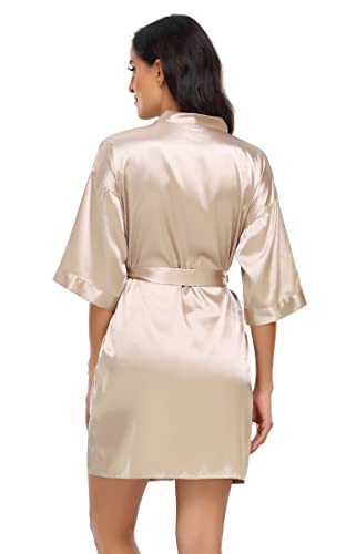 Image of Women's Pure Short Silky Robes Bridesmaid Bride Party Satin Robes Sleepwear