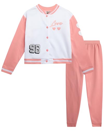 Image of Angel Face Girls Sweatpants Set - 2 Piece Soft Fleece Varsity Jacket and Sweatpants for Girls Sweatsuit Activewear Set