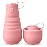 Gisho Collapsible Water Bottle - Foldable Silicone Water Bottle, Flexible Silicone BPA Free, Travel