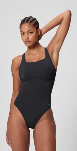 Maillot de bain une pièce noir Speedo galbant avec bande Flex confortable 38
