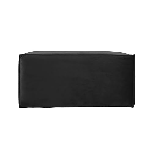 Factory Direct Partners Velvety and Vinyl Overstuffed Rectangle Ottoman for Living Room, Lounge, Office - Onyx