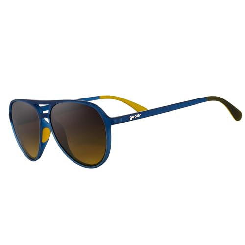goodr Frequent Skymall Shoppers Polarized Aviator Sunglasses Large Sized (Mach G) Navy Frame with Amber Gradient Lens Dark to Light Tint UV400 Protection No Slip No Bounce