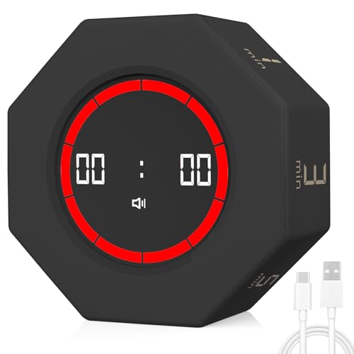 Dealswin Timer Visivo Ricaricabile, Digitale Timer Flip con Rilevamento Della Gravità, Conto Alla Rovescia 1, 3, 5, 15,...