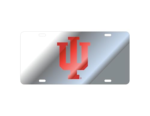 Indiana University Hoosiers Silver Mirrored Auto License Plate Tag