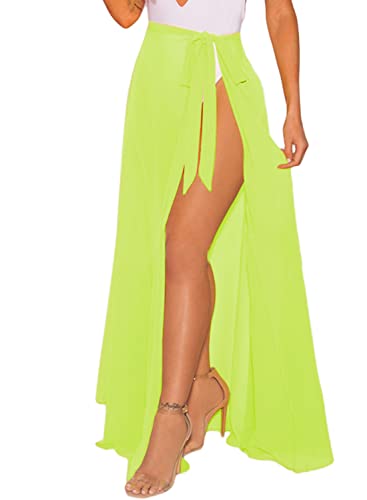 LIENRIDY Womens Swimwear Cover up Solid Color Beach Sarong Swimsuit Wrap Green Long S-M