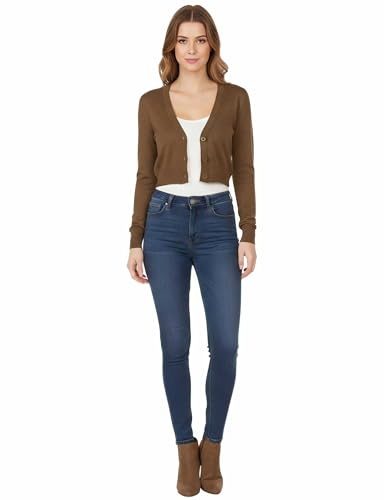 Image of Allsense Women's Cropped Bolero Shrug Cardigan | 3 /4 Sleeve, Button Down, Lightweight Knit Sweater
