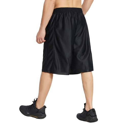 Men's Long Athletic Shorts with Pockets, Quick-Dry Mesh, 9"-13" Inseam Over-Knee Length, Drawstring Waist3