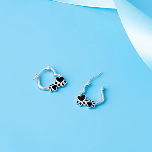 925 Sterling Silver Paw Print Earrings Heart Hoop Earrings for Women Puppy Dog Earrings for Pet Lovers Dog Mom Gifts Jewelry4