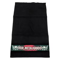 Fördeblau Schwarzes Heavy-Metal-Handtuch im Totenkopf-Design mit 'For Metalhands' Statement, Baumwolle, 30x50cm – Geschenkidee für Headbanger - Ideal für Festivals – Ansicht 3