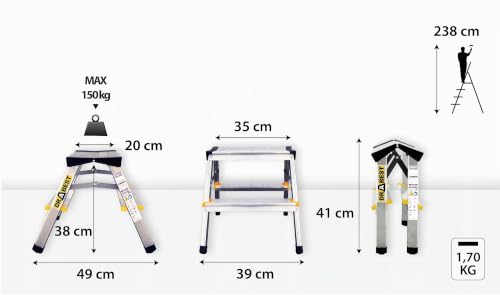Échelle ménagère double Drabest pliable pour petits espaces 150 kg - 3