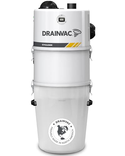 Drainvac 3HP Commercial Central Vacuum System Power Unit – Powerful Suction, Dual Motor Bypass, 46L Dust Bin – Made in Canada