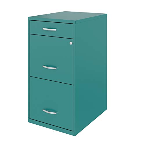 Space Solutions 18in Deep 3 Drawer Metal Organizer File Cabinet Teal, Letter Size, Fully Assembled - Thumbnail 4