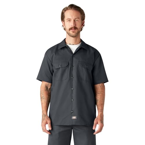 Image of Dickies Men's Short Sleeve Work Shirt - Durable Twill Button Down Shirts for Men, Lightweight Uniform for Daily Wear