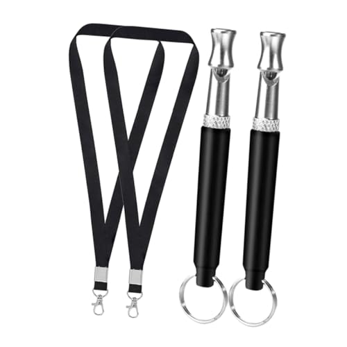 HOLIDYOYO 2 Sets Pet Training Whistle Sports Whistle Outdoor Dog Training Accessories Stop Barking Whistle Hanging Whistle Barking Loud Emergency Whistle Black Nylon