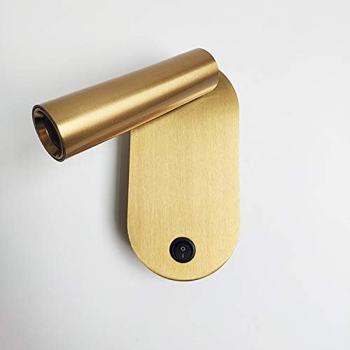 3W LED Hotel Bedroom Bedside Reading Light Fixture On/Off Switch Oval Base Gold 4000K