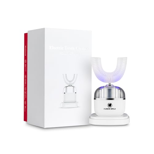 Furein Smile Cepillo de dientes eléctrico en forma de U, limpieza de boca completa de 360°, recargable con cabezal de cepillo de nailon, color gris