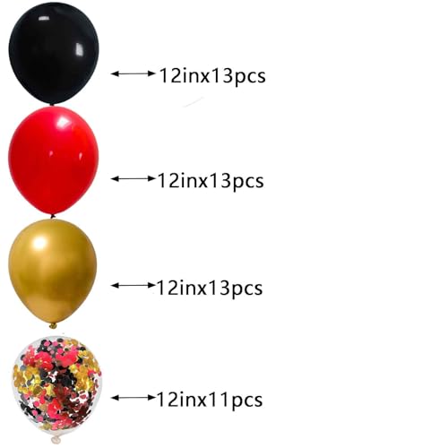 Image of We Moment 12 Inch Black Balloons Red Balloons And Chrome Metallic Gold Balloon with Confetti Balloons,for graduate black red gold Party Decorations