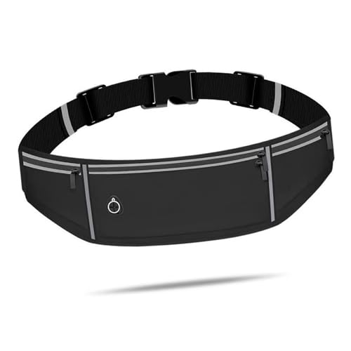 ランニング ポーチ 軽量 防水 揺れない 薄型 おしゃれ 伸縮大容量 7.2インチスマホ対応 イヤホン穴 夜間活動・ウエストベルト・登山・自転車 メンズ レディース ブラック