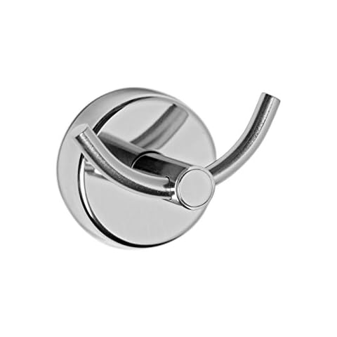 Kapitan Bathroom Double Towel Hook,Self Adhesive or Screws Wall Mounted, Stainless Steel Towel Holder, Polished Finish, Made in EU, 20 Years Warranty Cover
