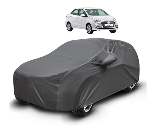 Image of Auto Hub Waterproof Car Cover Compatible with Xcent with Mirror Pockets, Soft Cotton Lining, Xcent Car Cover Waterproof, Grey