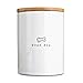 Harmony Good Dog Ceramic Dog Treat Jar, Large, White / Natural Wood