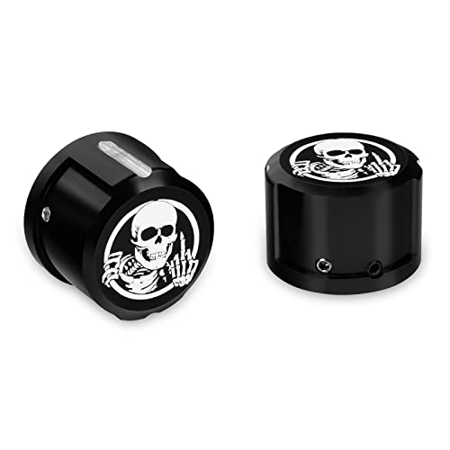 Guaimi Front Axle Nut Covers Caps Compatible With Herley Softail Sportster Dyna Touring Road King Electra Street Glide 2008-2021 - (Skeleton Middle Finger-Black) #TOP2