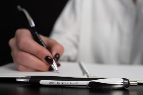 Image of Schneider Slider Rave XB 132549 Ballpoint Pen (Limited Special Edition in White /Black, Made in Germany) Pack of 5, Ink Colour: Blue