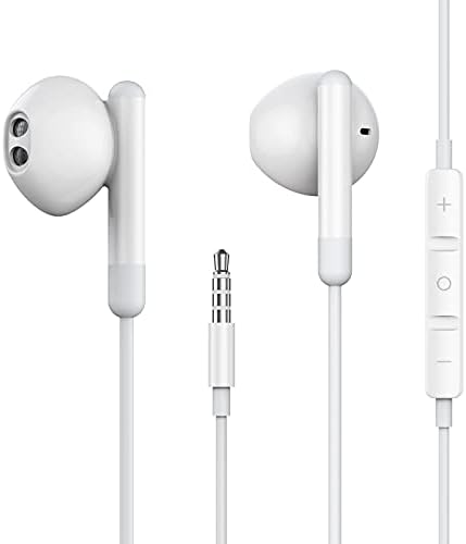 BENEWY Earphones, In Ear 3.5mm Headphones Noise Isolating Wired Earbuds with Microphone, Bass Sound, Volume Control, Lightweight, Compatible with iPhone, iPad, MP3 with 3.5mm Jack