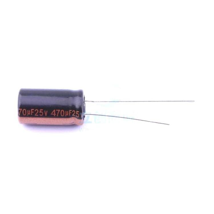 Lotto Di 25 Condensatori Elettrolitici Nichicon VR 470uF 25V 20% Radiale 85°C