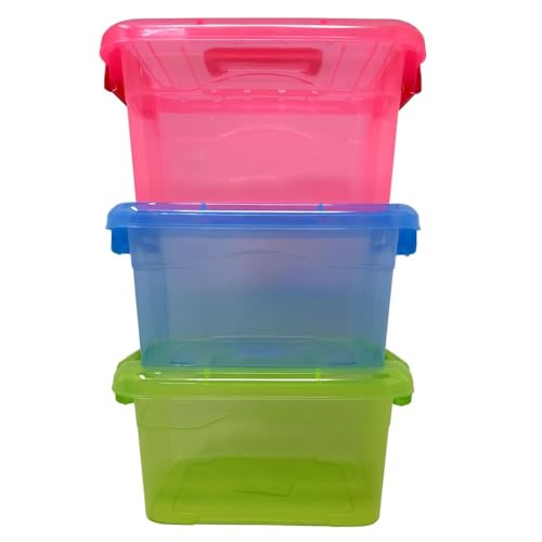 Reviews de Cajas de Plastico Chedraui que Puedes Comprar On-line. 43 3 Cajas de almacenamiento organizadoras de plástico transparente, Multiusos con Tapa, 2 Litros, 19x15x9cm
