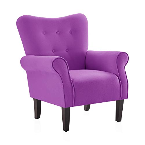 BELLEZE Modern Accent Chair, High Back Armchair, Upholstered Wingback Side Chair, Padded Single Sofa with Wooden Legs for Living Room, Bedroom - Avocado