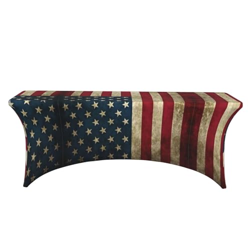 Housse de table rectangulaire élasthanne 1,8m drapeau américain EdWal - 3