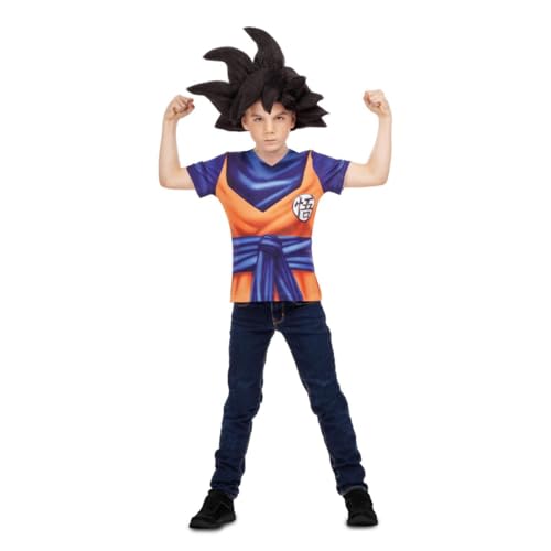 My Other Me - Disfraz camiseta de Goku para niño con camiseta estampada en azul y naranja talla 8-10 años. Vive la aventura de las artes marciales con estilo único